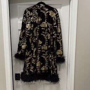 Ivy City - Zarah Black and Gold Floral Embroidered sequin dress 1x